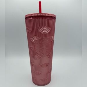 2022 Starbucks Pink Textured Venti 24 oz Cold Cup Collectible Rare‎ HTF
